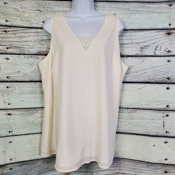 Lane Bryant Cream Crisscross Back Tank Top Size 18 Lined Sleeveless Blouse - Picture 1 of 8